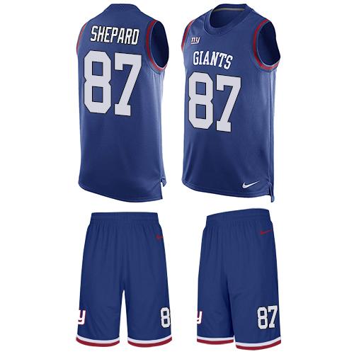 Nike Giants #87 Sterling Shepard Royal Blue Team Color Men's Stitched NFL Limited Tank Top Suit Jersey